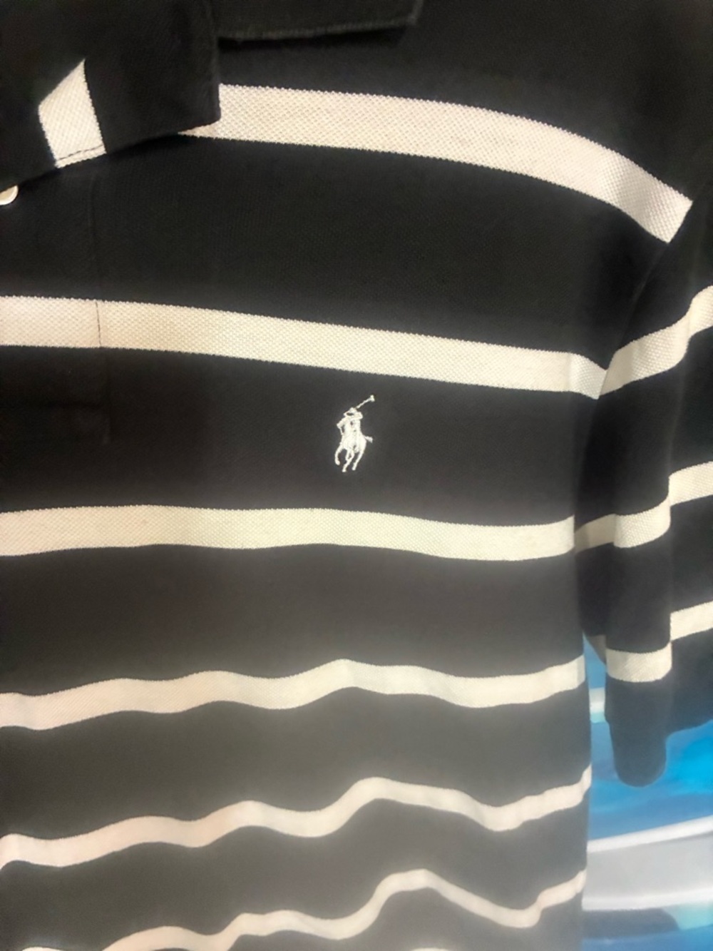 Ralph Lauren Black Polo Shirt with White Stripes